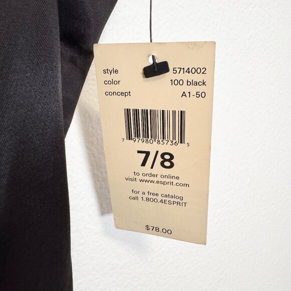 NWT Vintage 90s Y2K ESPRIT Black Satin Slip Dress Size 7/8 Whimsigoth Grunge - Picture 4 of 11